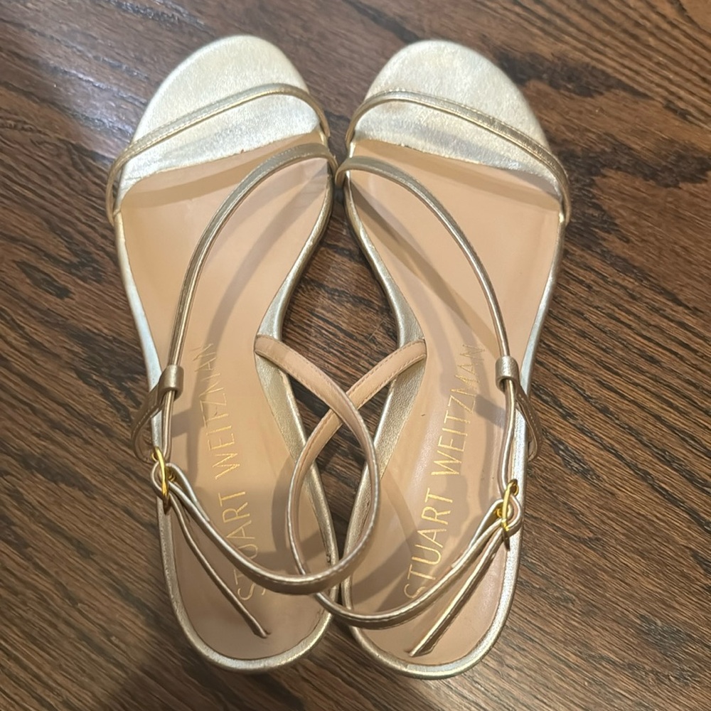 Stuart Weitzman’s soirée strap metallic gold , s9.5 - with original box